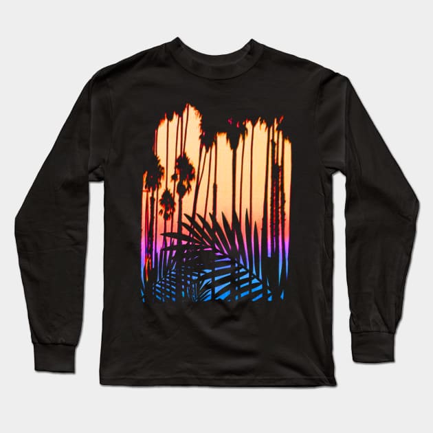 Tropical Paradise Sunset Long Sleeve T-Shirt by robotface